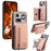 For Nothing Phone (4a) Pro Case Zipper Card Holder Kickstand Jeans Cloth Texture Leather Back Cover - Pink - 1