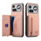For Nothing Phone (4a) Pro Case Zipper Card Holder Kickstand Jeans Cloth Texture Leather Back Cover - Pink - 2