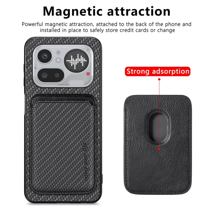 For Nothing Phone (4a) Pro Magnetic Case Detachable Card Holder Phone Back Cover - Black - 3