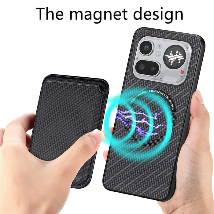 For Nothing Phone (4a) Pro Magnetic Case Detachable Card Holder Phone Back Cover - Black - 4