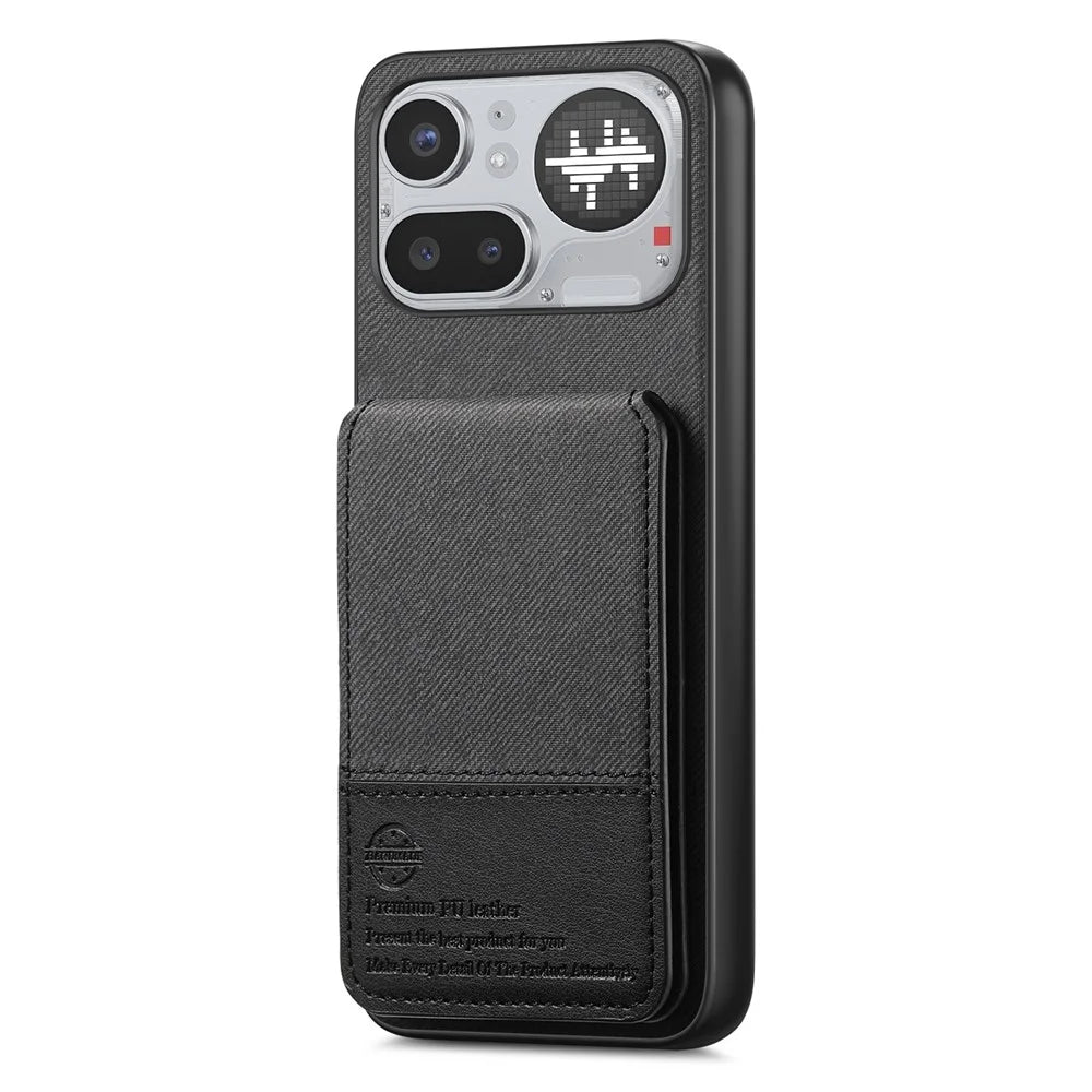 For Nothing Phone (4a) Pro Case Cloth Texture Leather + PC + TPU Phone Cover with RFID Blocking Card Holder - Black - 2