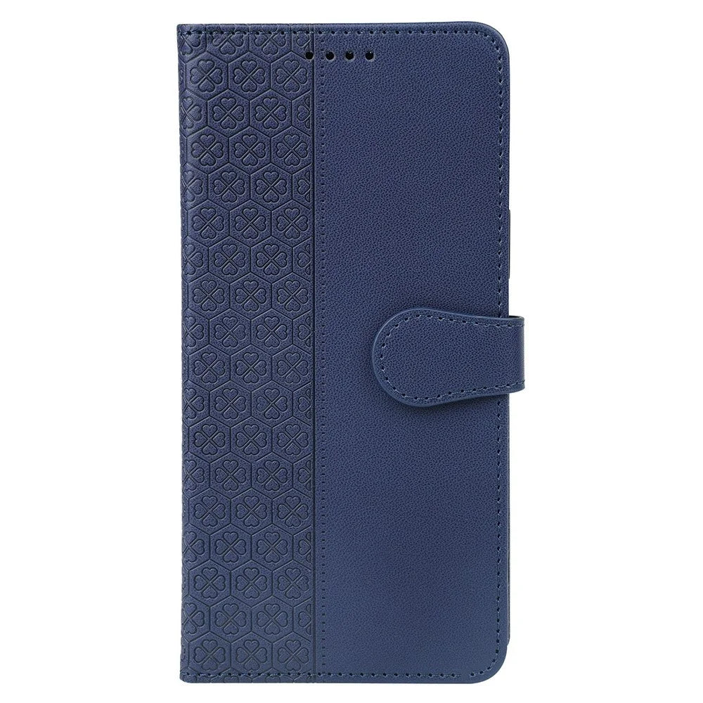 For Samsung Galaxy S26 FE Case Magnetic Clasp Four Leaf Clover Leather Phone Cover - Blue - 5