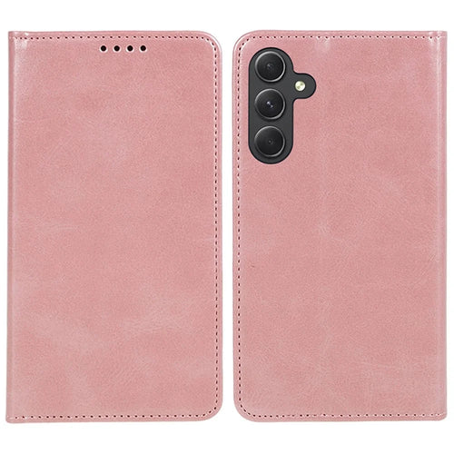 For Samsung Galaxy S26 FE Case Strong Magnetic PU Leather Phone Cover Calf Texture - Rose Gold - 1