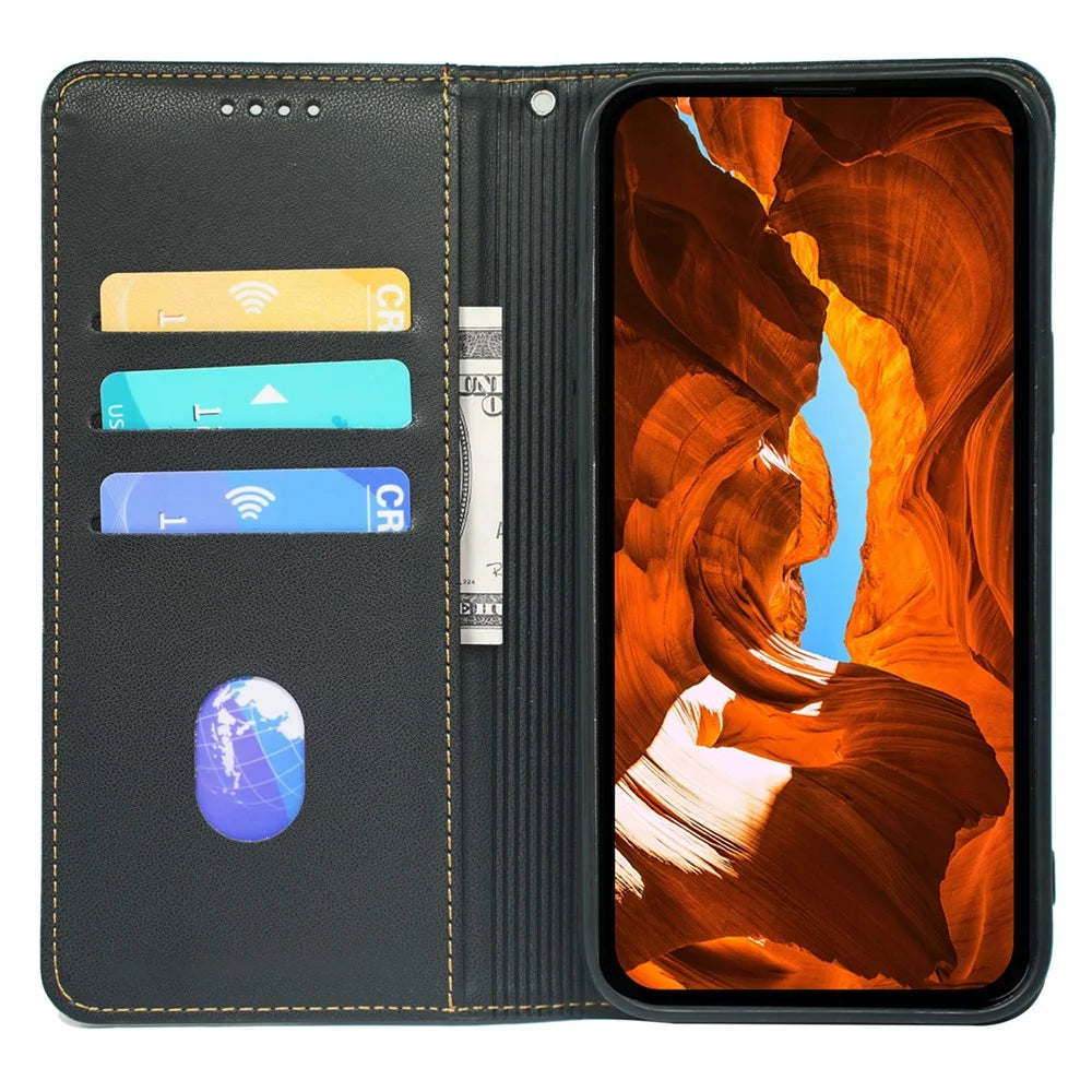 For Samsung Galaxy S26 FE Case Four Leaf Clover Leather Flip Phone Cover Stand Wallet - Black - 2