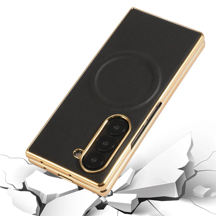 For Samsung Galaxy Z Fold8 Ultra Magnetic Case Nappa Texture PU + TPU + PC Phone Back Cover - Black - 3