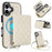 For iPhone 17 Magnetic Case Detachable Card Holder Kickstand PU Leather Phone Back Cover with Wrist Strap + Long Strap - White - 1