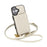 For iPhone 17 Magnetic Case Detachable Card Holder Kickstand PU Leather Phone Back Cover with Wrist Strap + Long Strap - White - 5