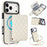 For iPhone 17 Pro Magnetic Case Detachable Card Holder Kickstand PU Leather Phone Back Cover with Wrist Strap + Long Strap - White - 1