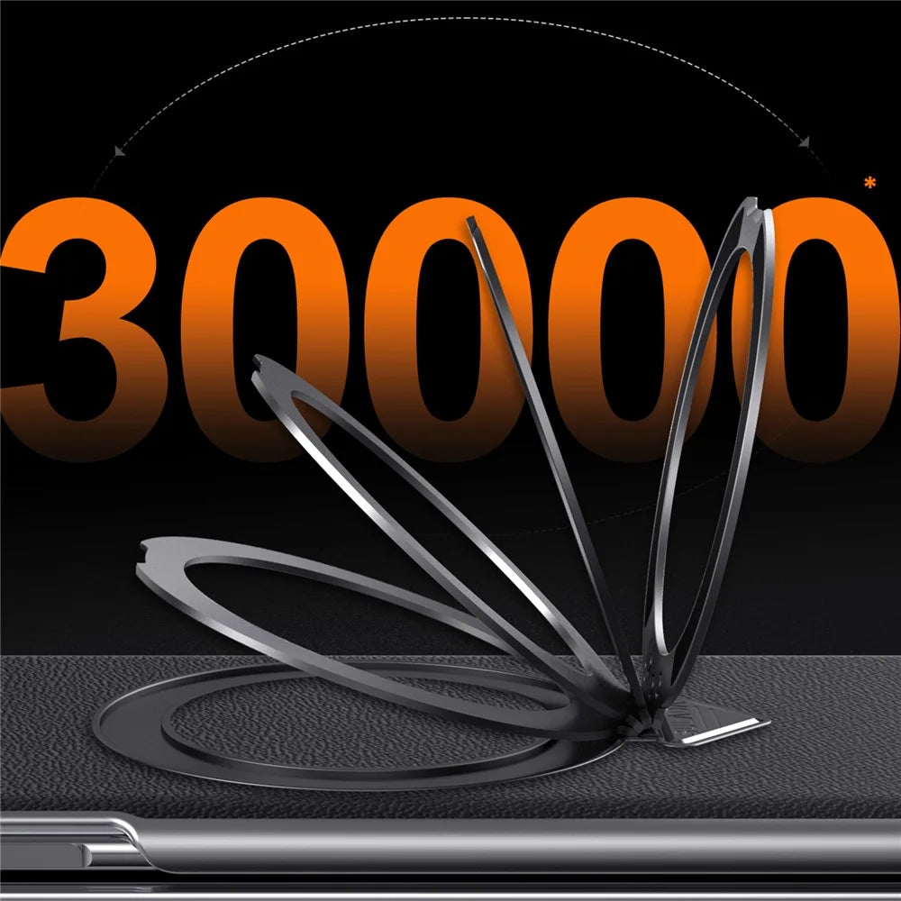 For Samsung Galaxy Z Fold7 5G Magnetic Case Genuine Cow Leather + PC Kickstand Phone Cover - Black - 7