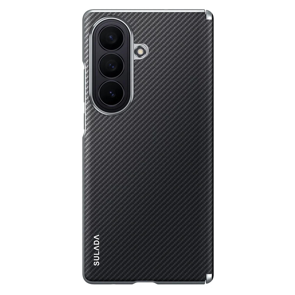 SULADA For Samsung Galaxy Z Fold8 Ultra Magnetic Case Leather+PC Phone Cover Carbon Fiber Texture - Black - 2