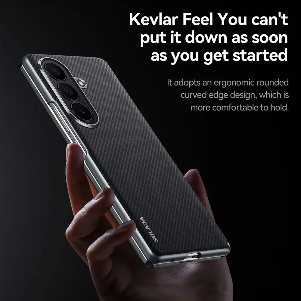 SULADA For Samsung Galaxy Z Fold8 Ultra Magnetic Case Leather+PC Phone Cover Carbon Fiber Texture - Black - 5