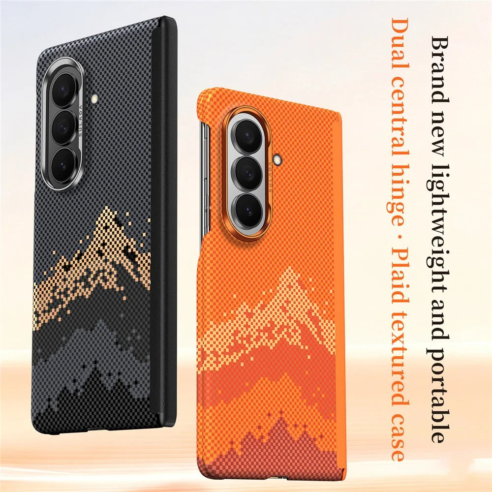 SULADA for Samsung Galaxy Z Fold8 Ultra Magnetic Case Golden Mountain Pattern Skin-Feel Hard PC Slim Phone Cover - Orange - 2