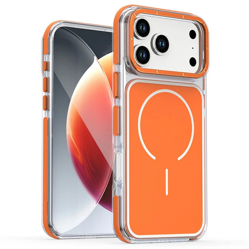 For iPhone 18 Pro / 17 Pro Magnetic Case Dual Color Shockproof TPU PC Phone Cover - Orange - 1