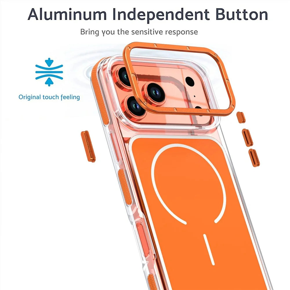 For iPhone 18 Pro / 17 Pro Magnetic Case Dual Color Shockproof TPU PC Phone Cover - Orange - 5