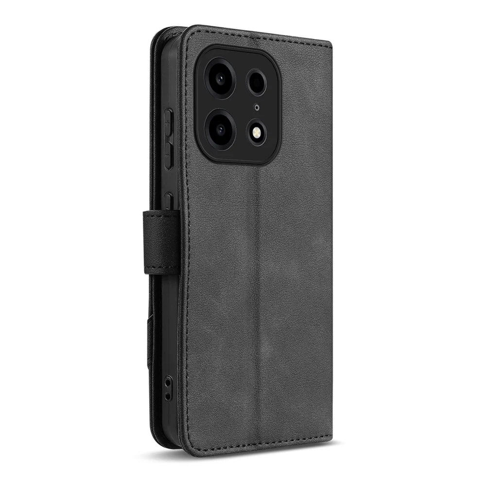 AZNS A2 for OnePlus Turbo 6X Pro 5G Leather Case with Wrist Strap RFID Blocking Wallet Stand Phone Cover - Black - 5
