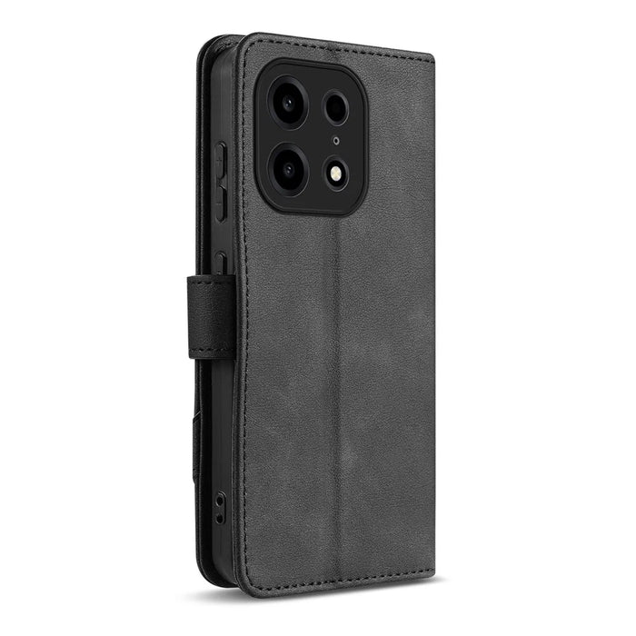 AZNS A2 for OnePlus Turbo 6X Pro 5G Leather Case with Wrist Strap RFID Blocking Wallet Stand Phone Cover - Black - 5