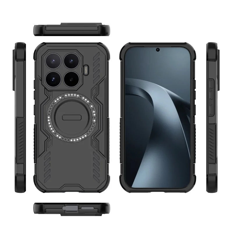 WANLONFENG for Xiaomi 17T Magnetic Case  DJ Series PC TPU Phone Cover with 2Pcs Tempered Glass Film - Black - 2