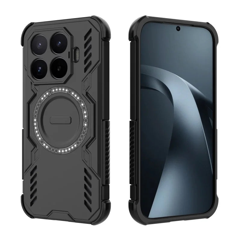 WANLONFENG for Xiaomi 17T Magnetic Case  DJ Series PC TPU Phone Cover with 2Pcs Tempered Glass Film - Black - 3