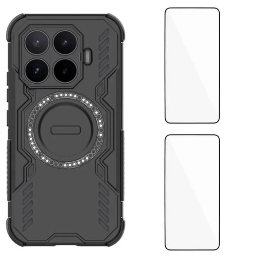 WANLONFENG for Xiaomi 17T Pro Magnetic Case  DJ Series PC TPU Phone Cover with 2Pcs Tempered Glass Film - Black - 1