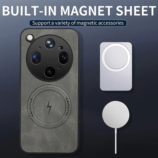 WANLONFENG for Oppo Find X9 Ultra 5G SD Series Magnetic Case Nappa Texture PC TPU Phone Cover with 2Pcs Screen Film - Grey - 2