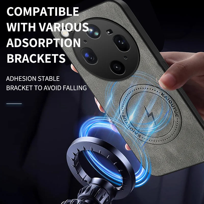WANLONFENG for Oppo Find X9 Ultra 5G SD Series Magnetic Case Nappa Texture PC TPU Phone Cover with 2Pcs Screen Film - Grey - 6