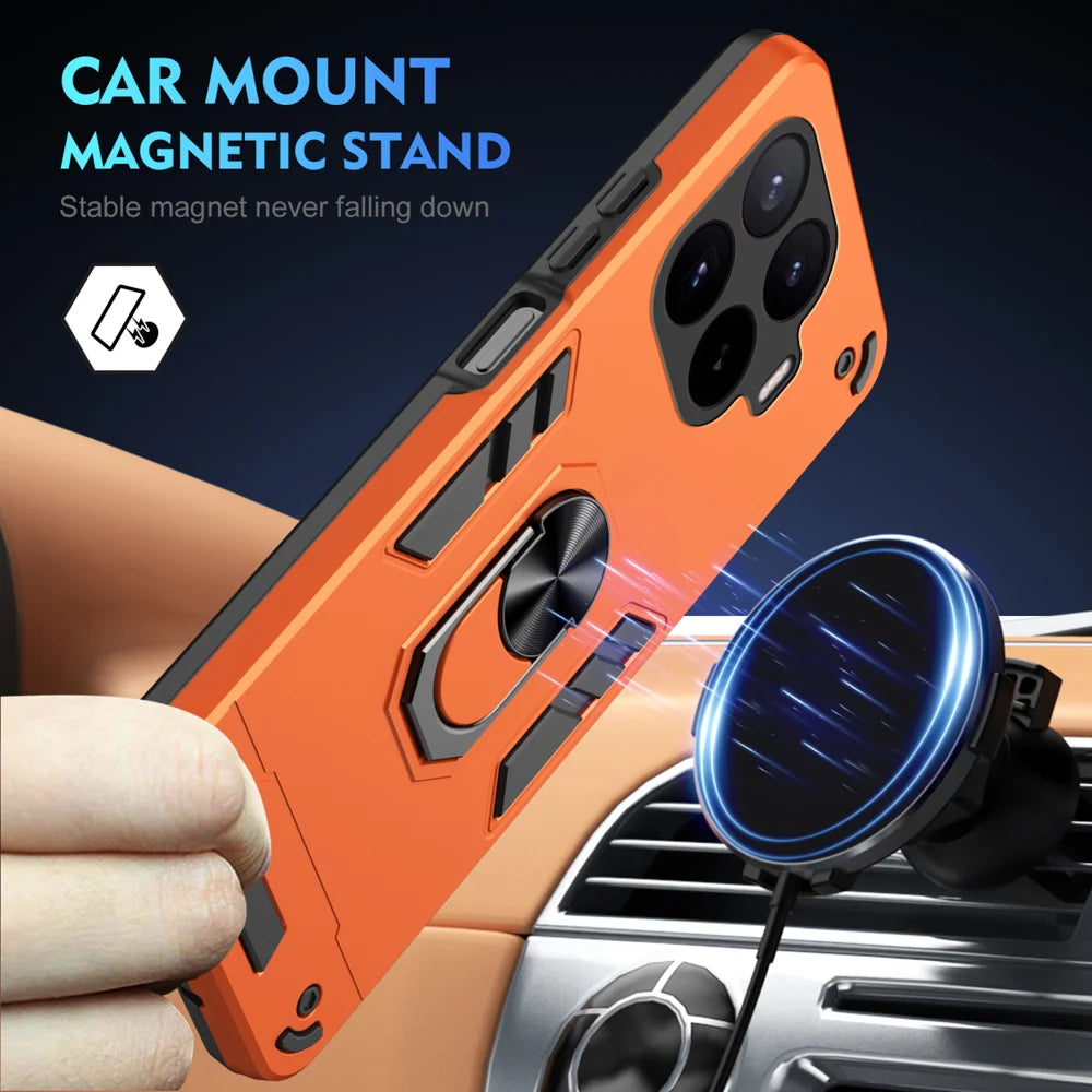WANLONFENG for Xiaomi 17T Pro YS Series Case Kicktand Shockproof PC TPU Phone Cover with 2Pcs Tempered Glass Film - Orange - 3