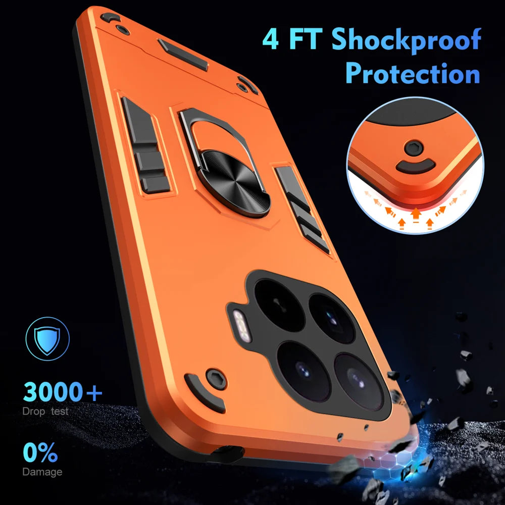 WANLONFENG for Xiaomi 17T Pro YS Series Case Kicktand Shockproof PC TPU Phone Cover with 2Pcs Tempered Glass Film - Orange - 5