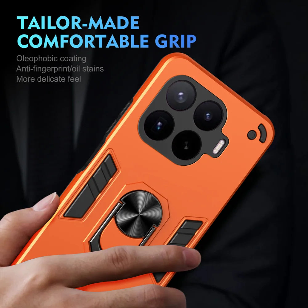 WANLONFENG for Xiaomi 17T Pro YS Series Case Kicktand Shockproof PC TPU Phone Cover with 2Pcs Tempered Glass Film - Orange - 6