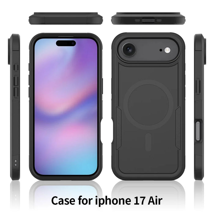 For iPhone Air Magnetic Case Dual Layer PC TPU Shockproof Phone Cover - Black - 2