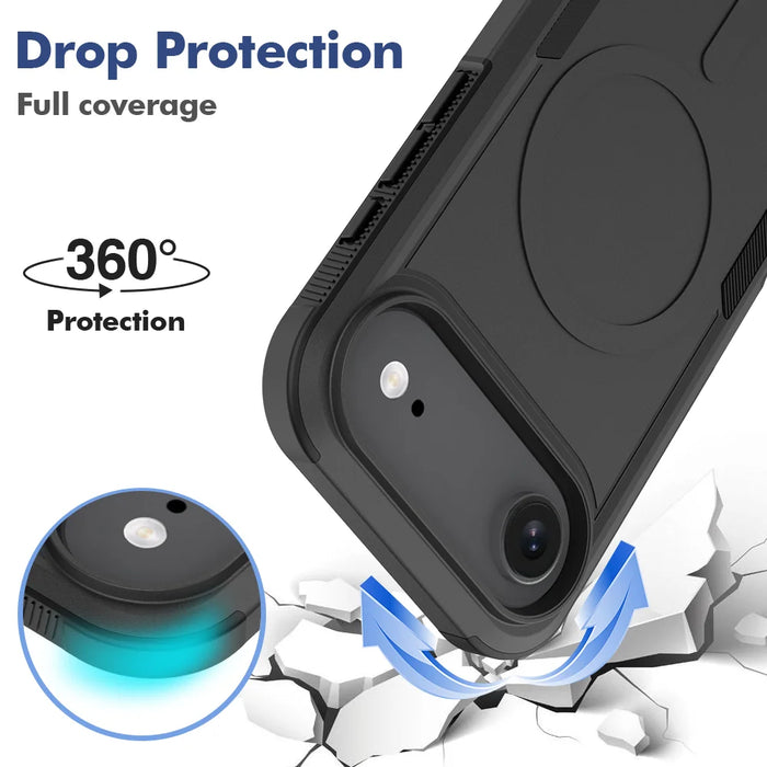 For iPhone Air Magnetic Case Dual Layer PC TPU Shockproof Phone Cover - Black - 4