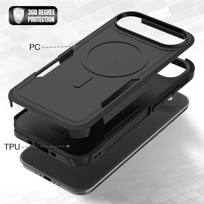 For iPhone Air Magnetic Case Dual Layer PC TPU Shockproof Phone Cover - Black - 5