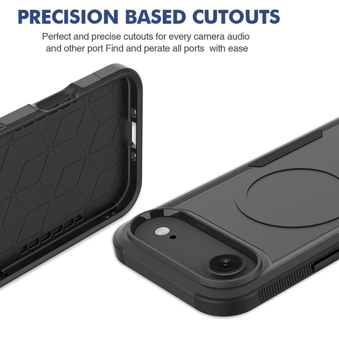 For iPhone Air Magnetic Case Dual Layer PC TPU Shockproof Phone Cover - Black - 6