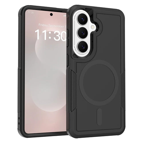 For Samsung Galaxy S25+ / Galaxy S24+ / Galaxy S26+ Magnetic Case Dual Layer PC TPU Shockproof Phone Cover - Black - 1