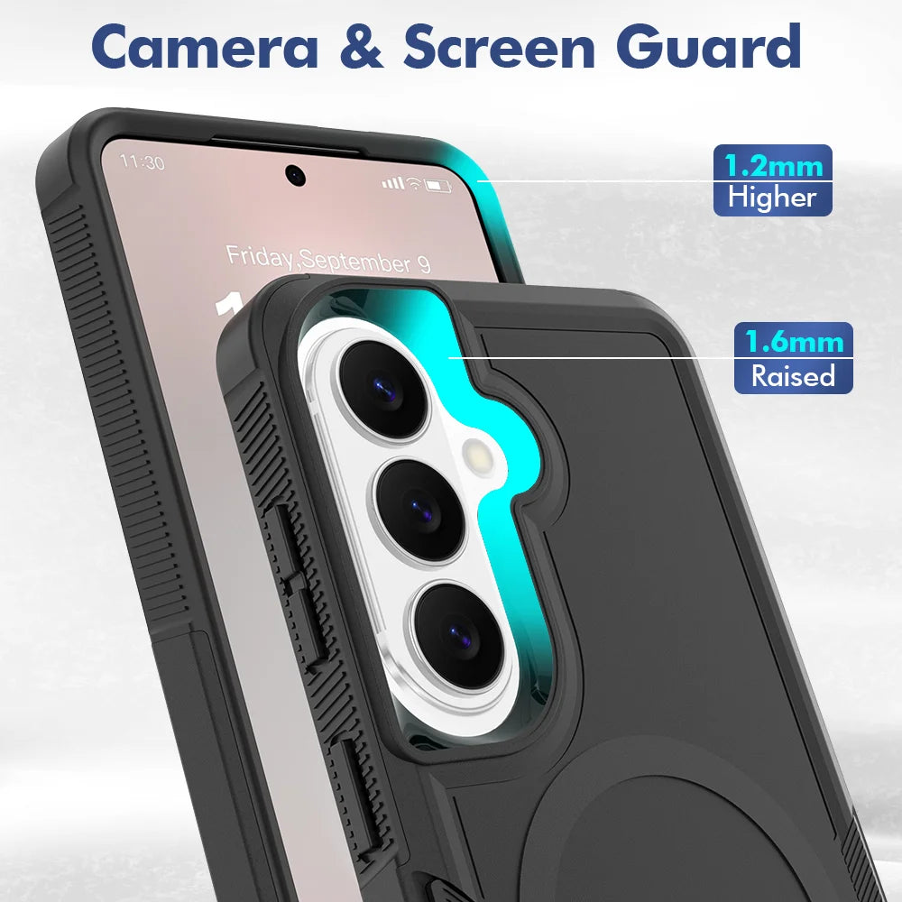 For Samsung Galaxy S25+ / Galaxy S24+ / Galaxy S26+ Magnetic Case Dual Layer PC TPU Shockproof Phone Cover - Black - 2
