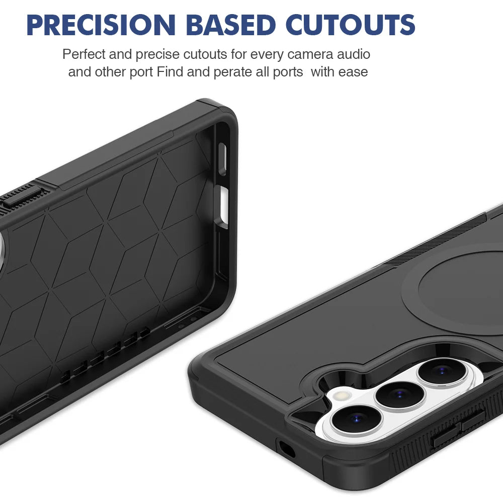 For Samsung Galaxy S25+ / Galaxy S24+ / Galaxy S26+ Magnetic Case Dual Layer PC TPU Shockproof Phone Cover - Black - 5