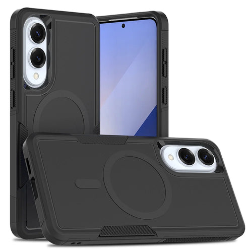 For Samsung Galaxy S25 Edge Magnetic Case Dual Layer PC TPU Shockproof Phone Cover - Black - 1