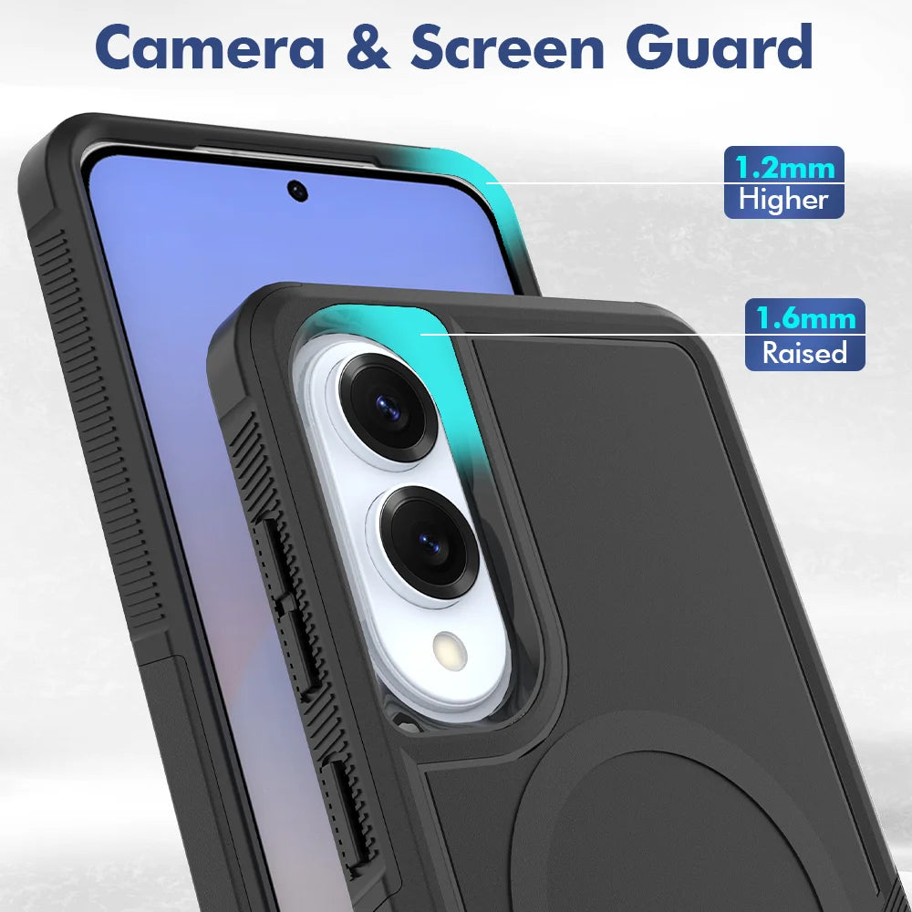 For Samsung Galaxy S25 Edge Magnetic Case Dual Layer PC TPU Shockproof Phone Cover - Black - 3