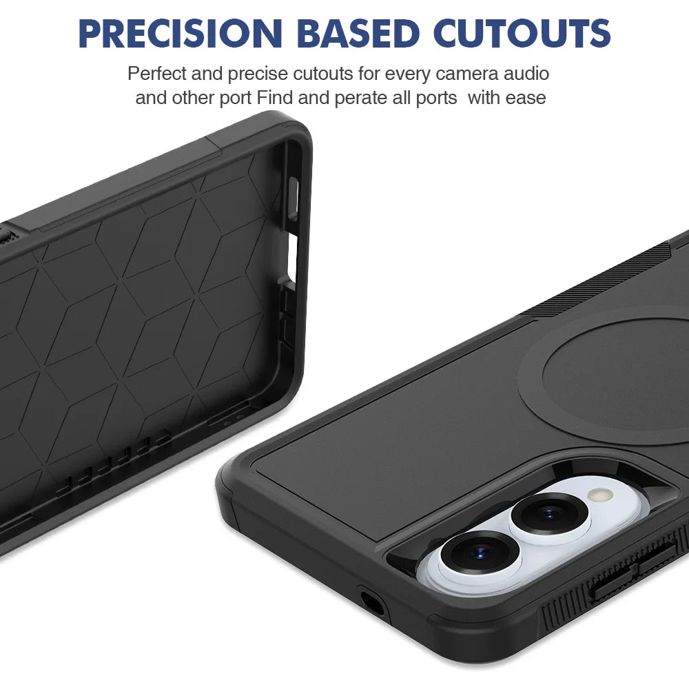 For Samsung Galaxy S25 Edge Magnetic Case Dual Layer PC TPU Shockproof Phone Cover - Black - 6