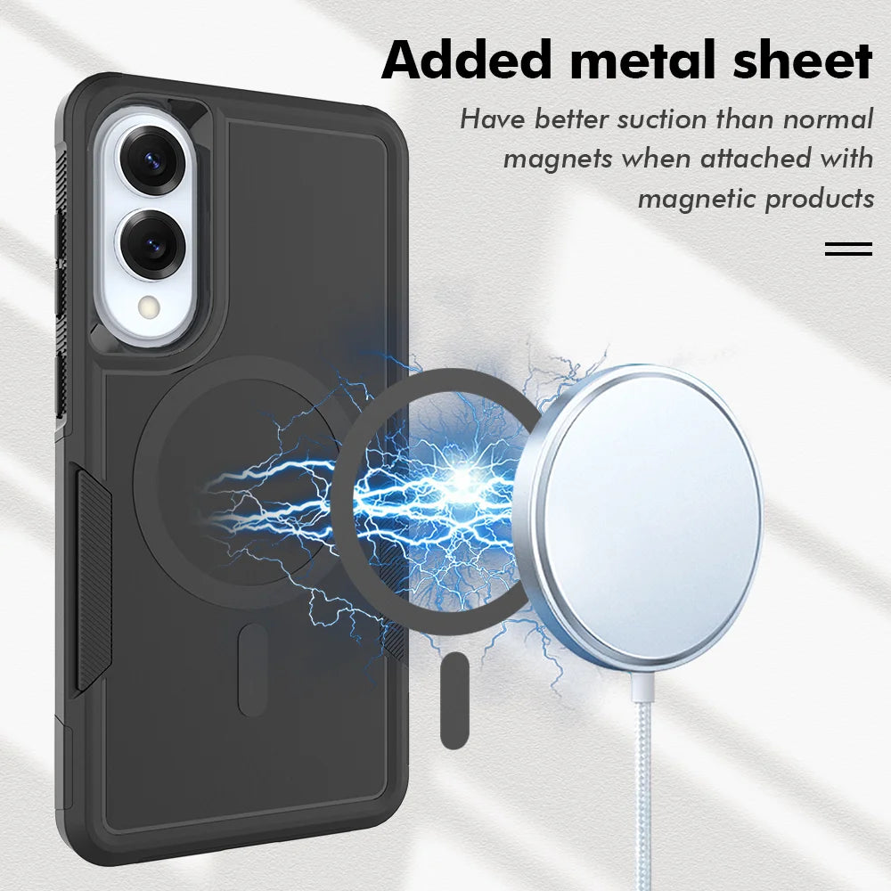 For Samsung Galaxy S25 Edge Magnetic Case Dual Layer PC TPU Shockproof Phone Cover - Black - 7