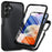 For Samsung Galaxy A27 5G Clear Case PC + TPU Phone Back Cover with PET Screen Film - Black - 1