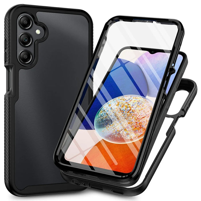 For Samsung Galaxy A27 5G Clear Case PC + TPU Phone Back Cover with PET Screen Film - Black - 1