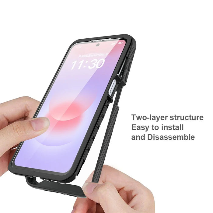 For Samsung Galaxy A27 5G Clear Case PC + TPU Phone Back Cover with PET Screen Film - Black - 2