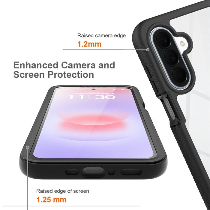 For Samsung Galaxy A27 5G Clear Case PC + TPU Phone Back Cover with PET Screen Film - Black - 3