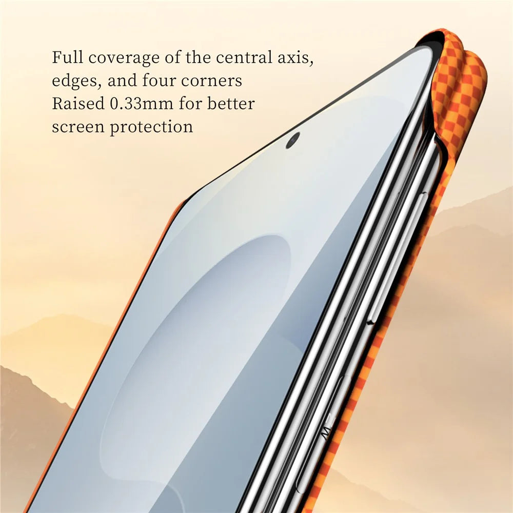 SULADA for Samsung Galaxy Z Fold7 5G Magnetic Case 360° Rotating Ring Kickstand Golden Mountain Pattern PC Slim Phone Cover - Orange - 3