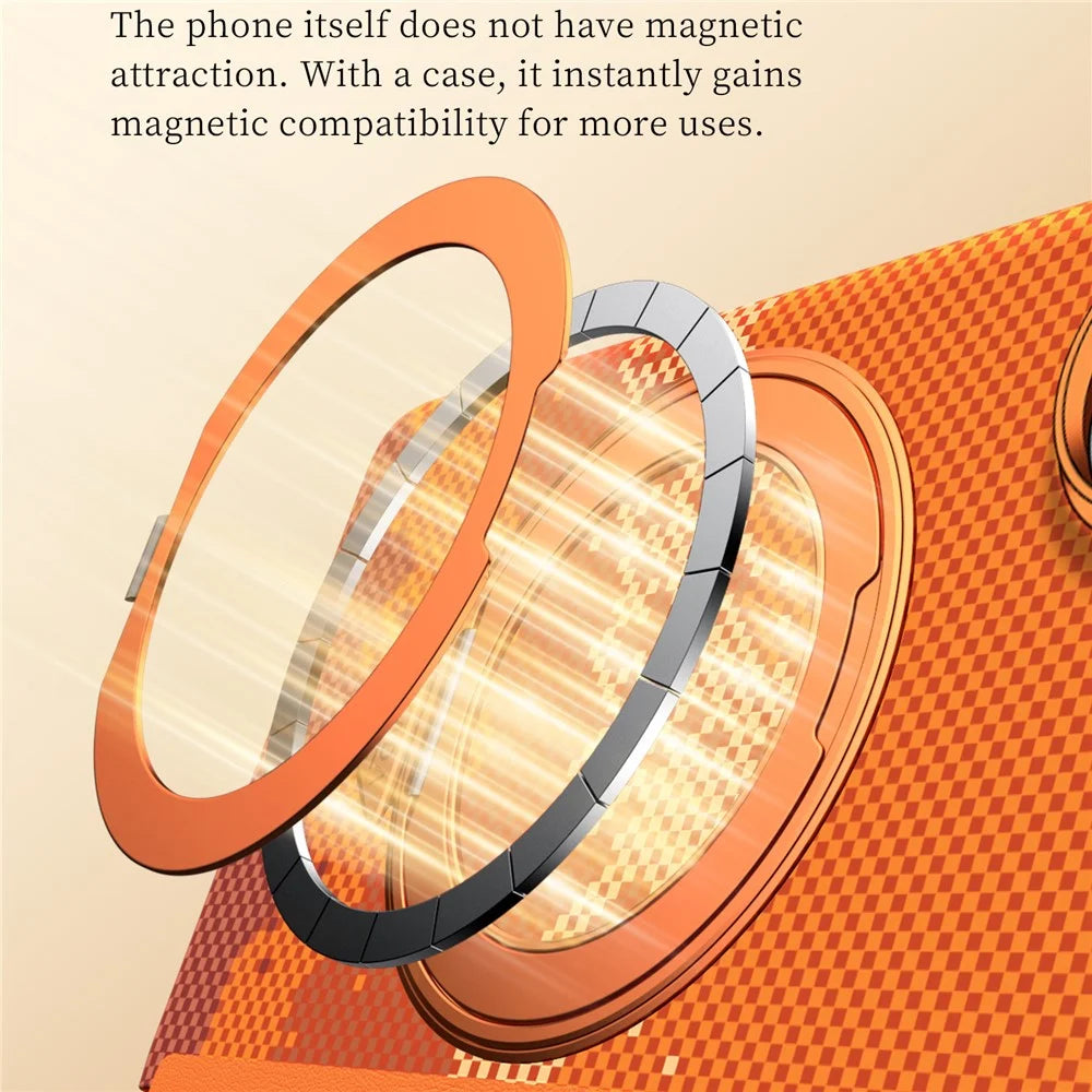 SULADA for Samsung Galaxy Z Fold7 5G Magnetic Case 360° Rotating Ring Kickstand Golden Mountain Pattern PC Slim Phone Cover - Orange - 5
