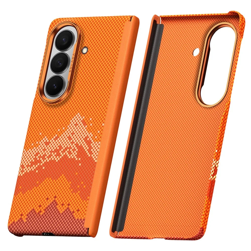 SULADA for Samsung Galaxy Z Fold8 Ultra Case Golden Mountain Pattern Skin-Feel Hard PC Slim Phone Cover - Orange - 1