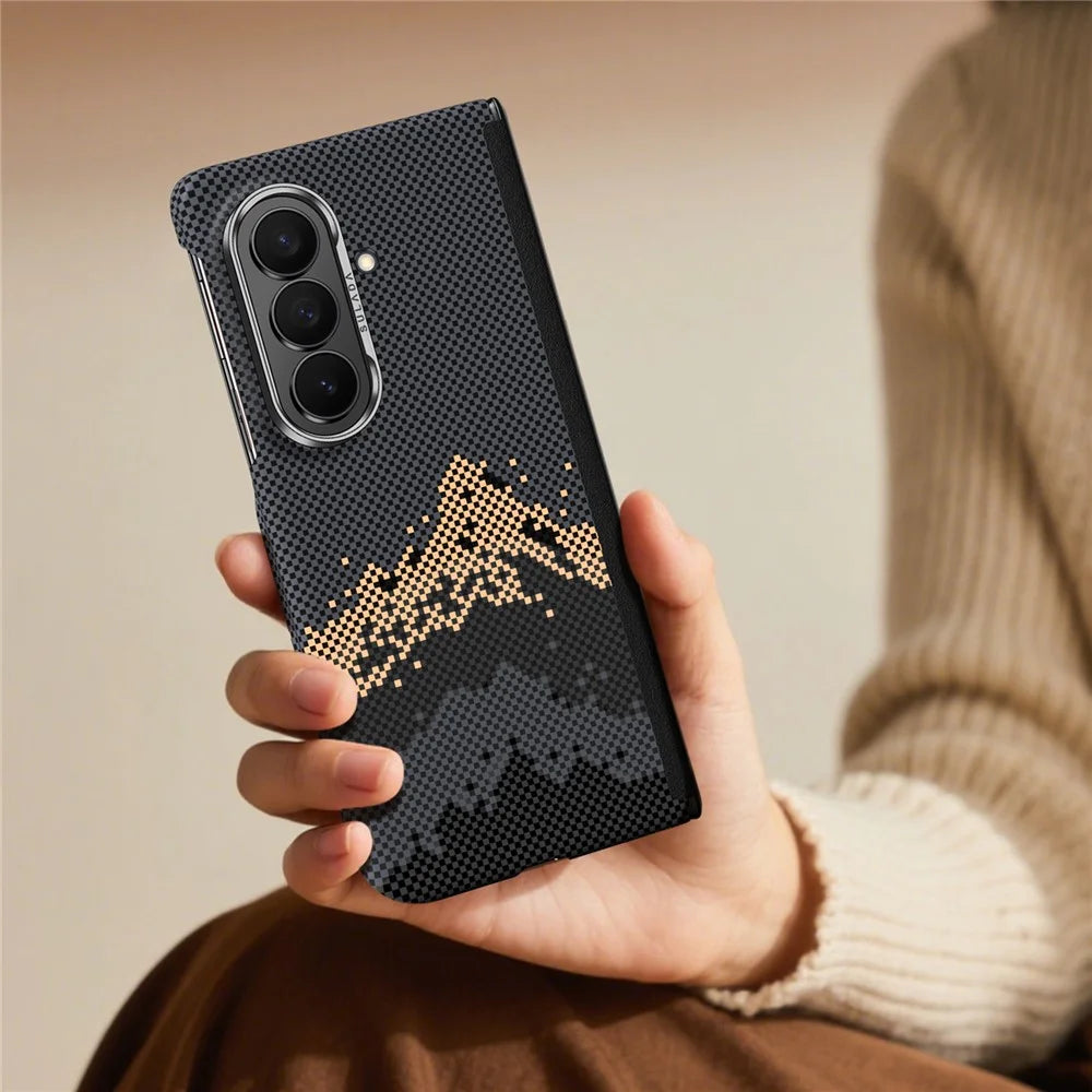 SULADA for Samsung Galaxy Z Fold8 Ultra Case Golden Mountain Pattern Skin-Feel Hard PC Slim Phone Cover - Orange - 7