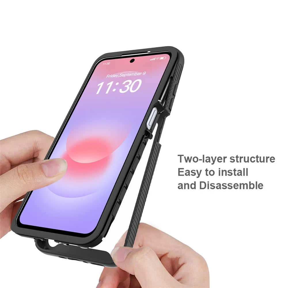 For Samsung Galaxy A27 5G Case Anti Drop 2 in 1 PC + TPU Phone Cover - Black - 3