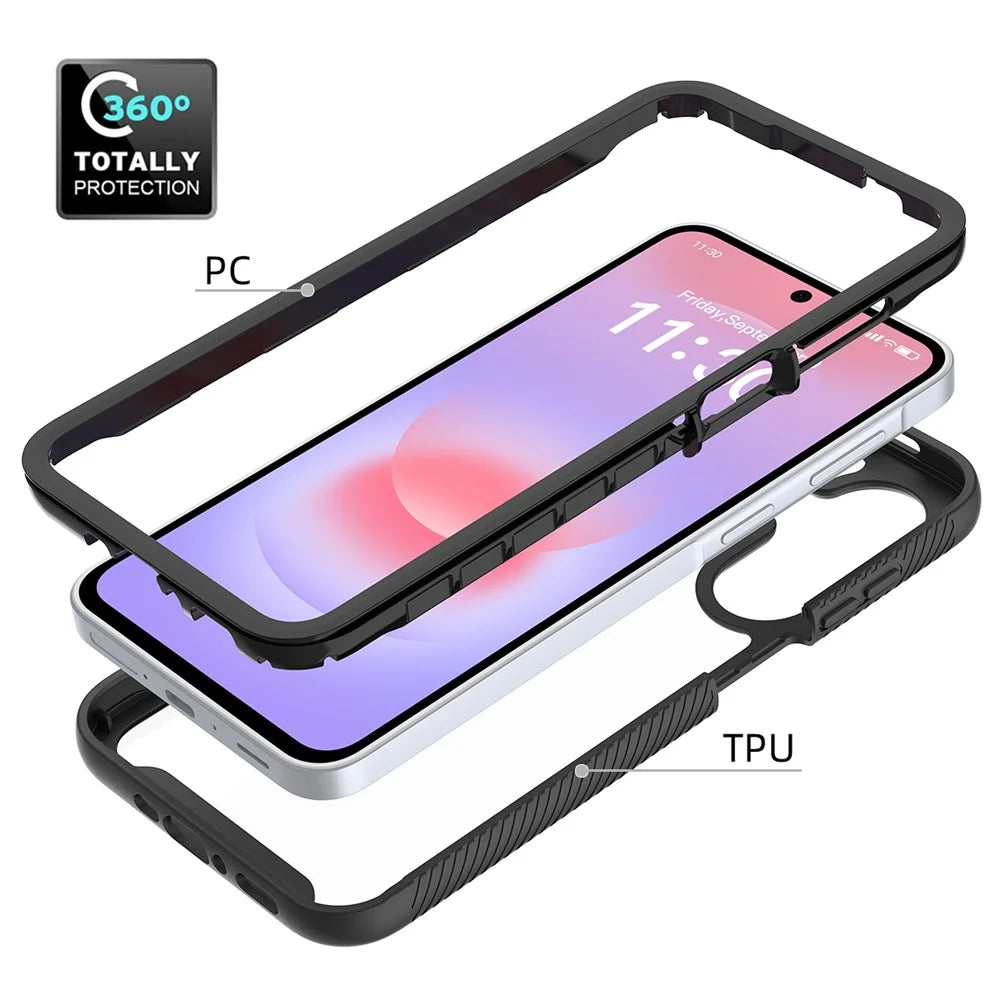 For Samsung Galaxy A27 5G Case Anti Drop 2 in 1 PC + TPU Phone Cover - Black - 5