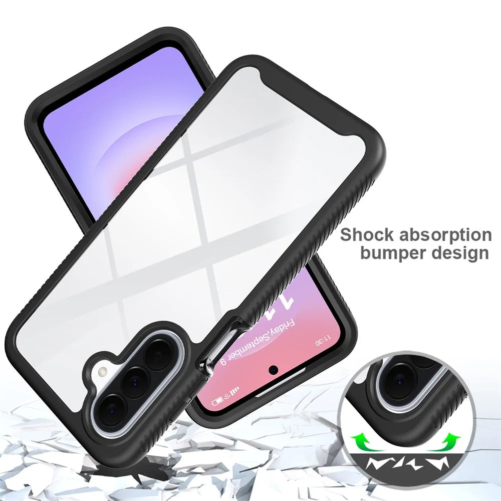 For Samsung Galaxy A27 5G Case Anti Drop 2 in 1 PC + TPU Phone Cover - Black - 6